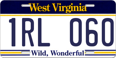WV license plate 1RL060