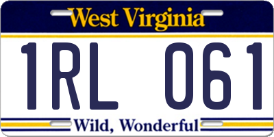 WV license plate 1RL061