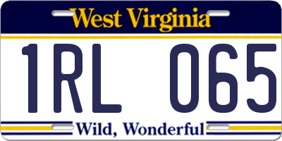 WV license plate 1RL065