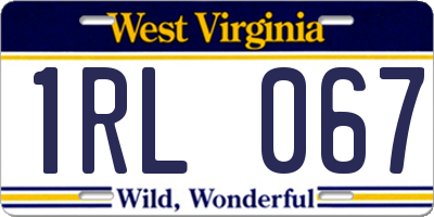 WV license plate 1RL067