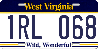 WV license plate 1RL068