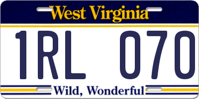 WV license plate 1RL070