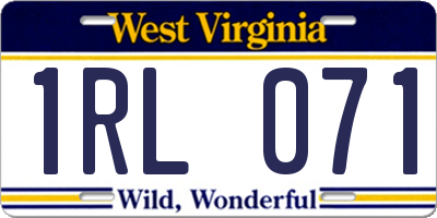 WV license plate 1RL071