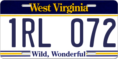 WV license plate 1RL072