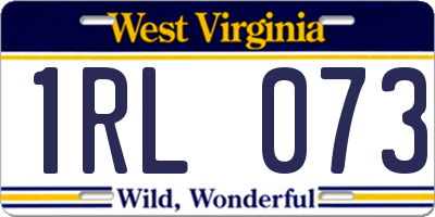 WV license plate 1RL073
