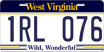 WV license plate 1RL076
