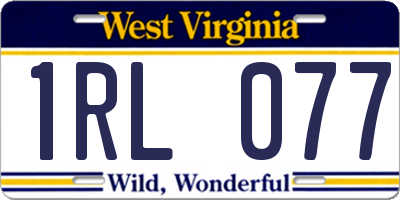 WV license plate 1RL077