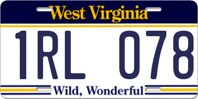 WV license plate 1RL078