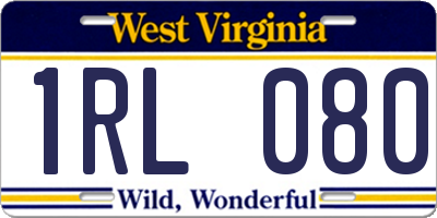 WV license plate 1RL080