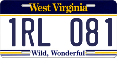 WV license plate 1RL081