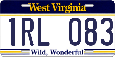 WV license plate 1RL083