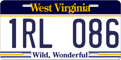 WV license plate 1RL086