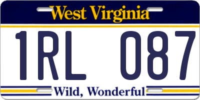 WV license plate 1RL087