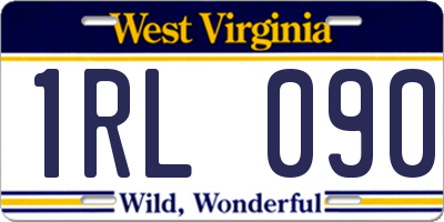 WV license plate 1RL090