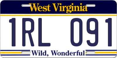 WV license plate 1RL091