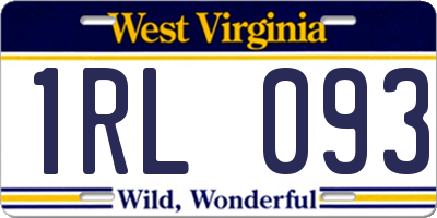 WV license plate 1RL093