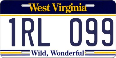 WV license plate 1RL099