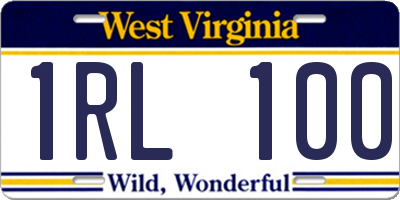 WV license plate 1RL100