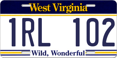 WV license plate 1RL102