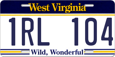 WV license plate 1RL104