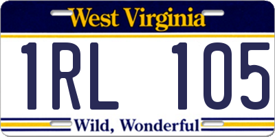 WV license plate 1RL105