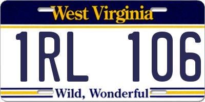 WV license plate 1RL106