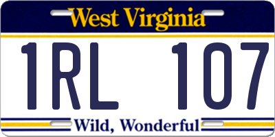 WV license plate 1RL107