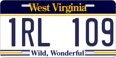 WV license plate 1RL109