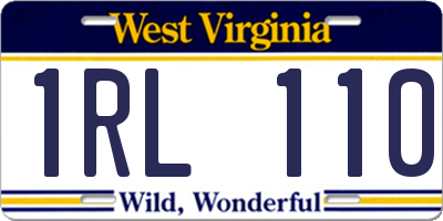 WV license plate 1RL110
