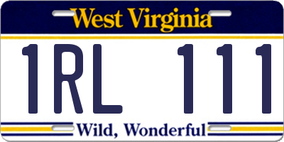 WV license plate 1RL111