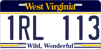 WV license plate 1RL113