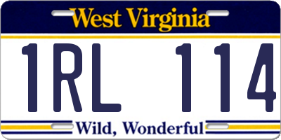 WV license plate 1RL114