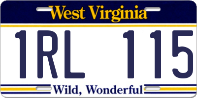 WV license plate 1RL115