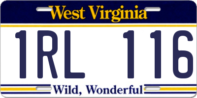 WV license plate 1RL116