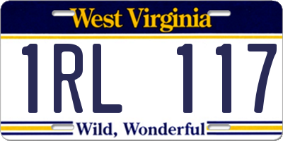 WV license plate 1RL117