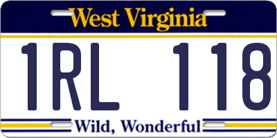 WV license plate 1RL118