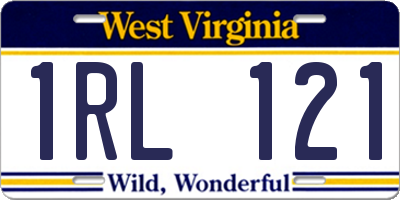 WV license plate 1RL121