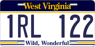 WV license plate 1RL122
