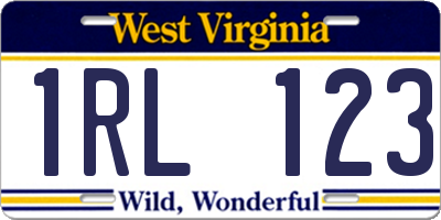 WV license plate 1RL123