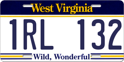 WV license plate 1RL132