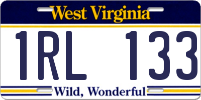 WV license plate 1RL133