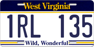WV license plate 1RL135