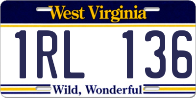 WV license plate 1RL136