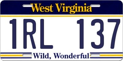 WV license plate 1RL137