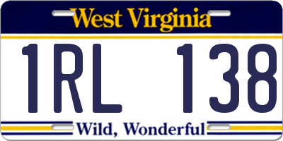 WV license plate 1RL138