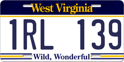 WV license plate 1RL139