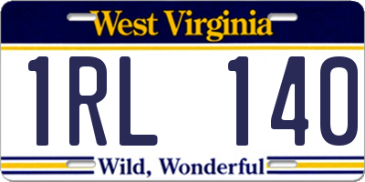 WV license plate 1RL140