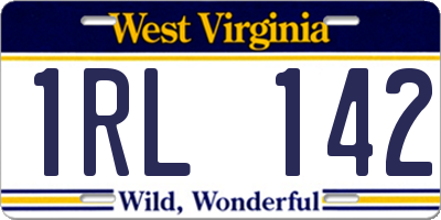 WV license plate 1RL142