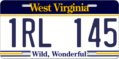 WV license plate 1RL145