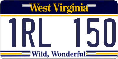 WV license plate 1RL150